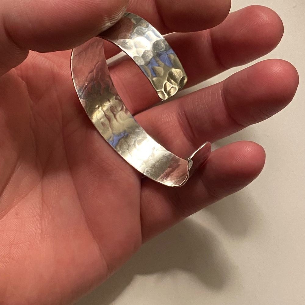 Vintage Hammered Sterling Cuff Bracelet